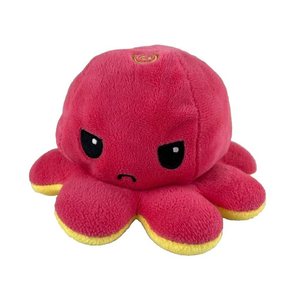 TeeTurtle Reversible Flipable Plush Pink Yellow Angry Octopus Stuffed Animal Toy